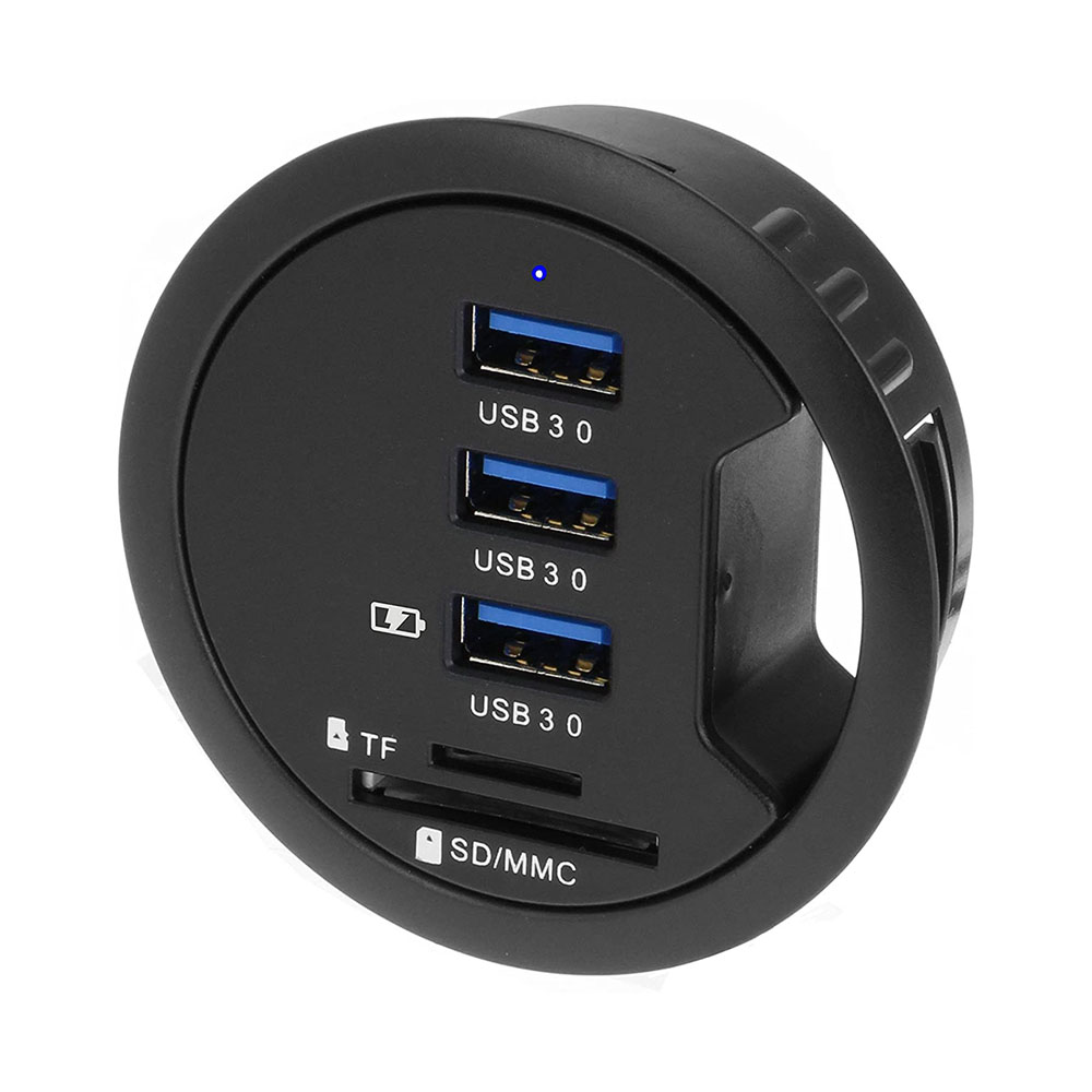 Desk Setup Hub - 外部ステレオサウンド付きUSB3.0ハブアダプター,サウンドとSDカードリーダー用のサウンドコンボ,3/4ポート