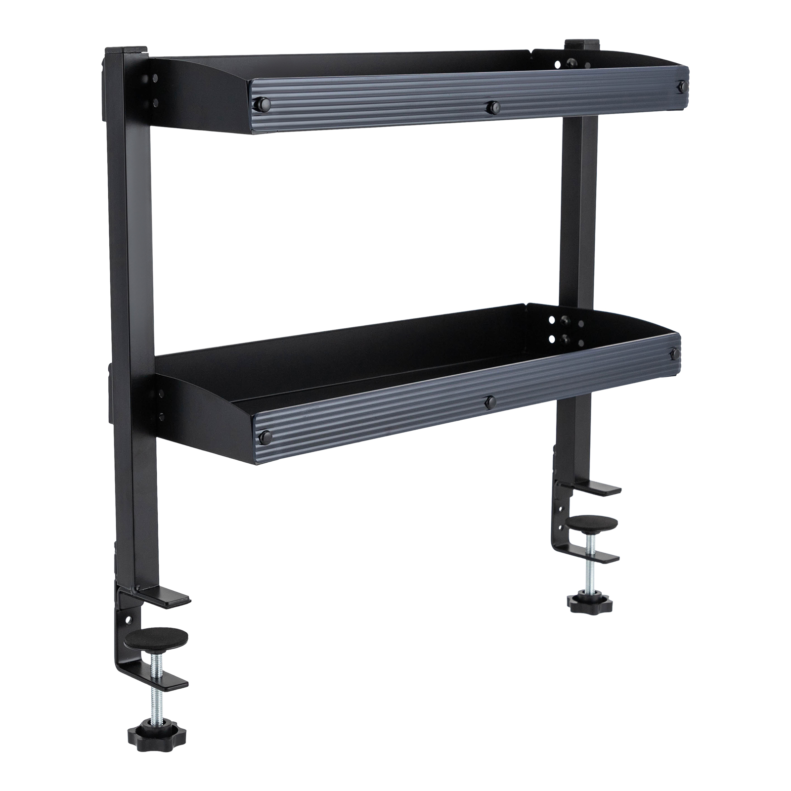 Desk Setup Black - クランプオンデスクシェルフ、2段、テーブルコーナーシェルフオーガナイザーの上または下、ブラック