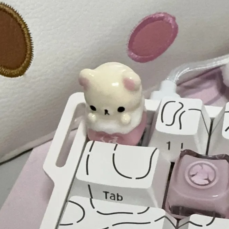 Desk Setup Girl - かわいいリラックマキーキャップ リラックスベア アーティザンアニメキーキャップ メカニカルキーボード用 究極のデスクセットアップ 女の子への必須ギフト