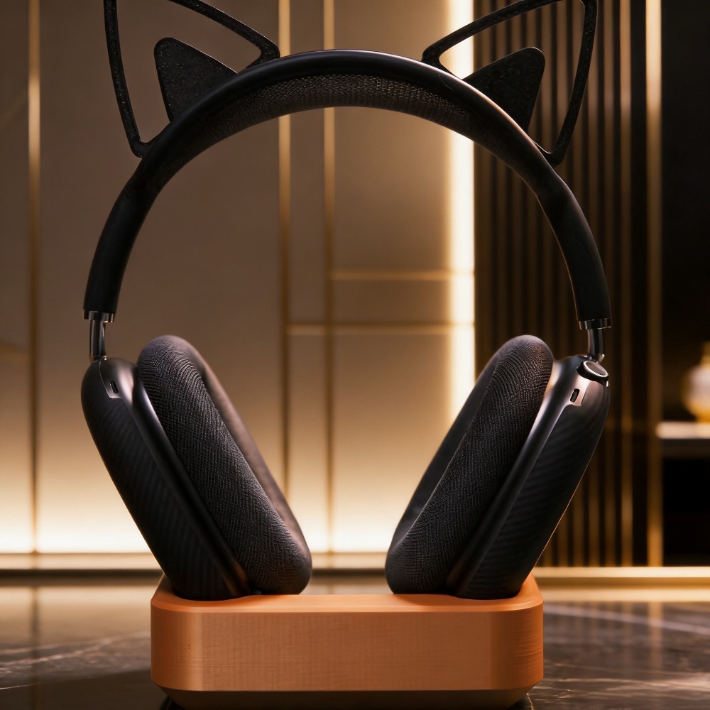 Desk Setup Headphone Stand - ヘッドフォンスリープコンパートメント AirPods Max 用にカスタマイズされた有線充電ドック マグネットデスクセットアップスタンド かわいいヘッドフォンアクセサリー
