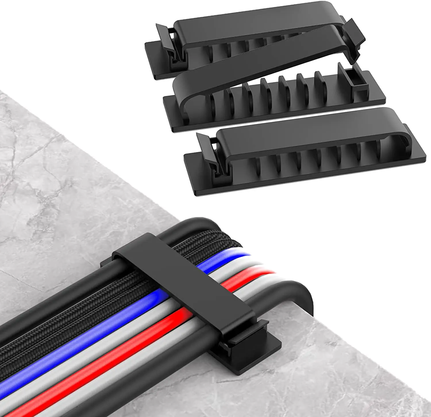 Cable Box Organizer - ケーブルオーガナイザー、コードマネジメント、ワイヤーホルダー、フレキシブルUSBケーブルワインダー、マウス・キーボード・イヤホン用シリコンクリップ