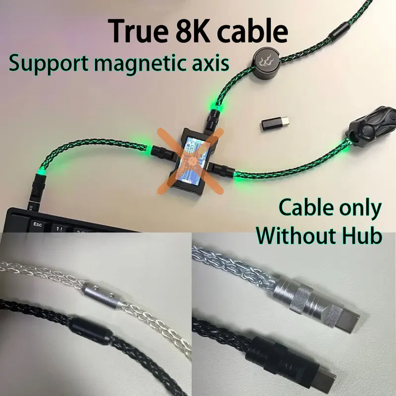 Desk Setup Hub - ゲーミング用Type-C to Type-Cデータケーブル、USBハブ、8K対応、独立電源、画面表示機能付き、スタイリッシュなデザインでゲーミング環境やデスク周りを彩る、8000Hz対応USB-C。