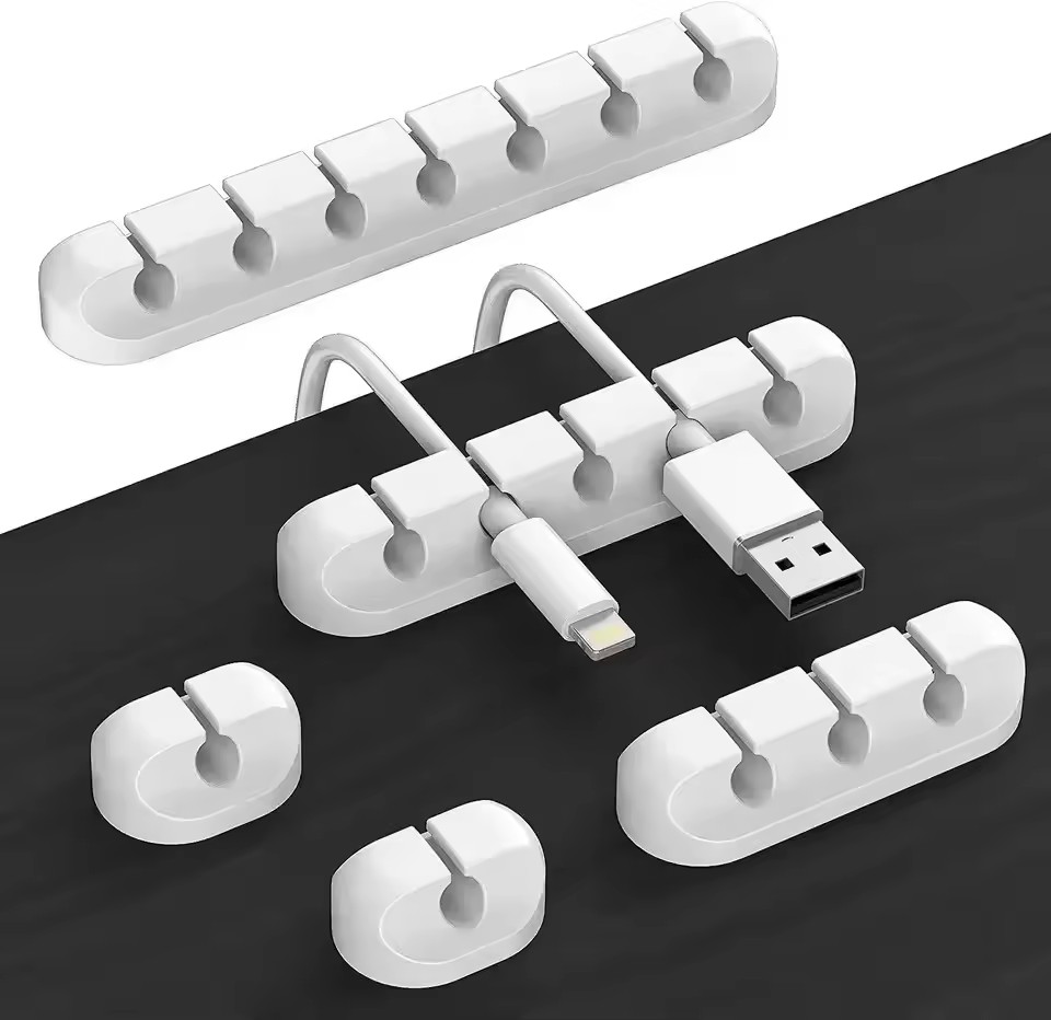 Cable Box Organizer - ケーブルコードワイヤーオーガナイザー シリコン製USBケーブルワインダー 管理クリップ 自己粘着式 マウス キーボード