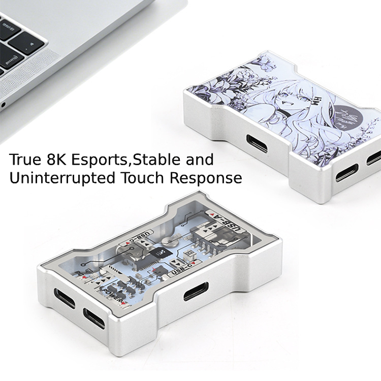 RGB USB ハブ 2 入力 3 出力アルミニウム合金フレ - Desk Setup Hub のレビューと価格