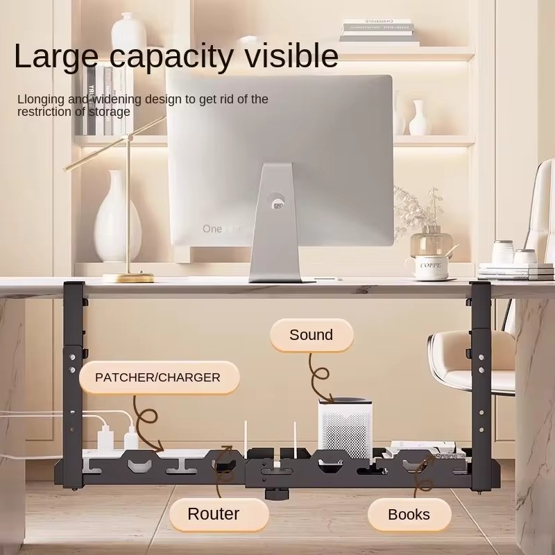 机下用金属製トレイ、ケーブル管理と収納用、家庭やオフィスでの - Desk Setup Living Room のレビューと価格