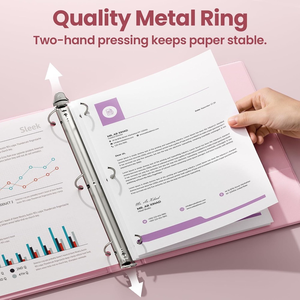 1インチ3リングバインダー、ピンク、175枚収納、レターサイ - Ring Binder Box のレビューと価格