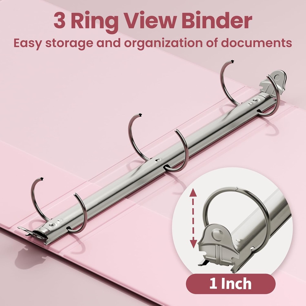 1インチ3リングバインダー、ピンク、175枚収納、レターサイ - Ring Binder Box のレビューと価格