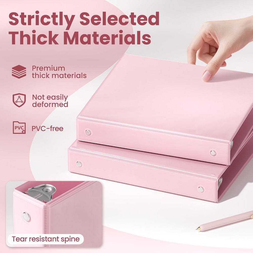 1インチ3リングバインダー、ピンク、175枚収納、レターサイ - Ring Binder Box のレビューと価格