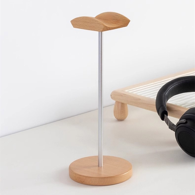 ブラックウォルナット材とアルミニウム製ヘッドホンスタンド、天 - Gaming Setup Desk のレビューと価格