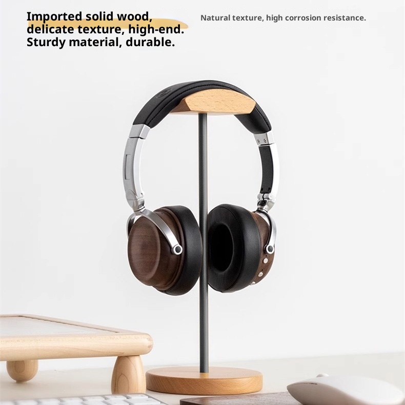 ブラックウォルナット材とアルミニウム製ヘッドホンスタンド、天 - Gaming Setup Desk のレビューと価格