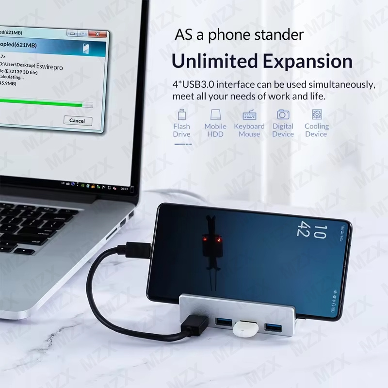 MZX USB 3.0 3.2 ハブ 5Gbps 10Gbp - Desk Setup Hub のレビューと価格