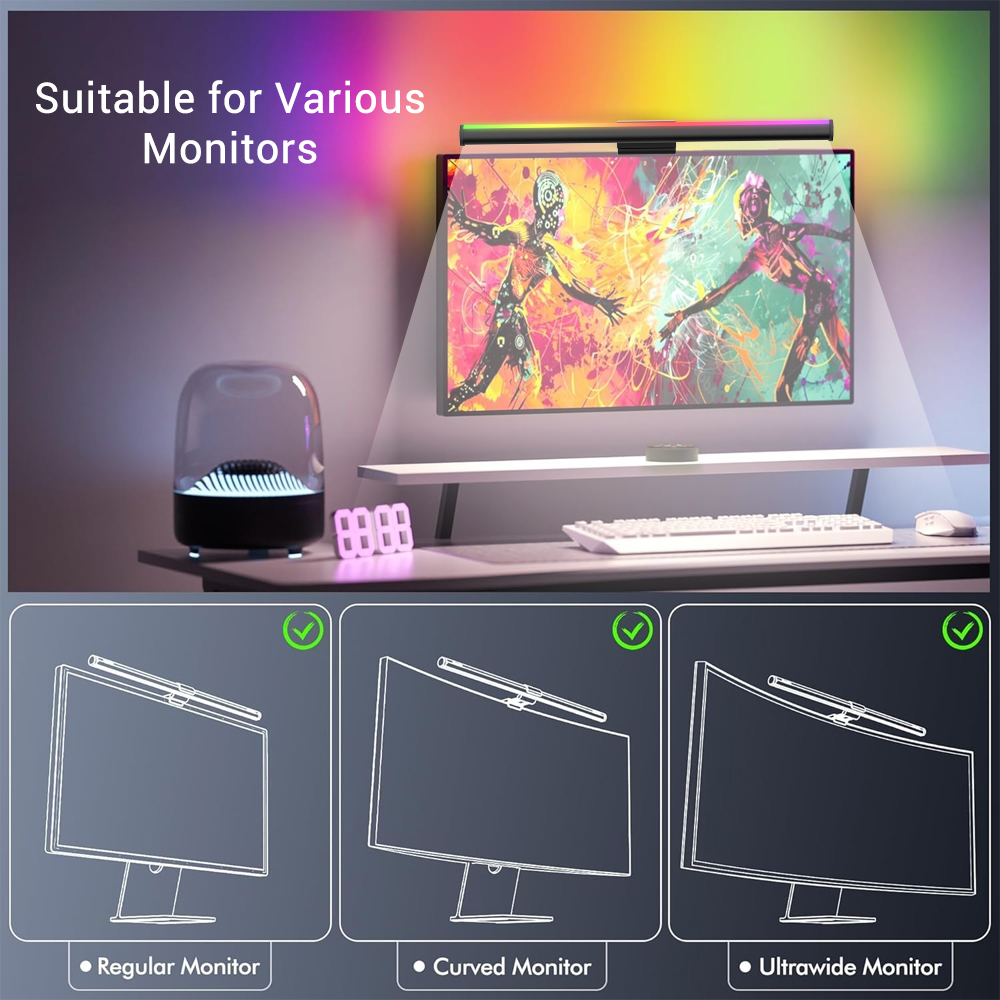 Wi-Fi対応コンピューターライトバー モニターライトバー  - Desk Setup No Monitor のレビューと価格