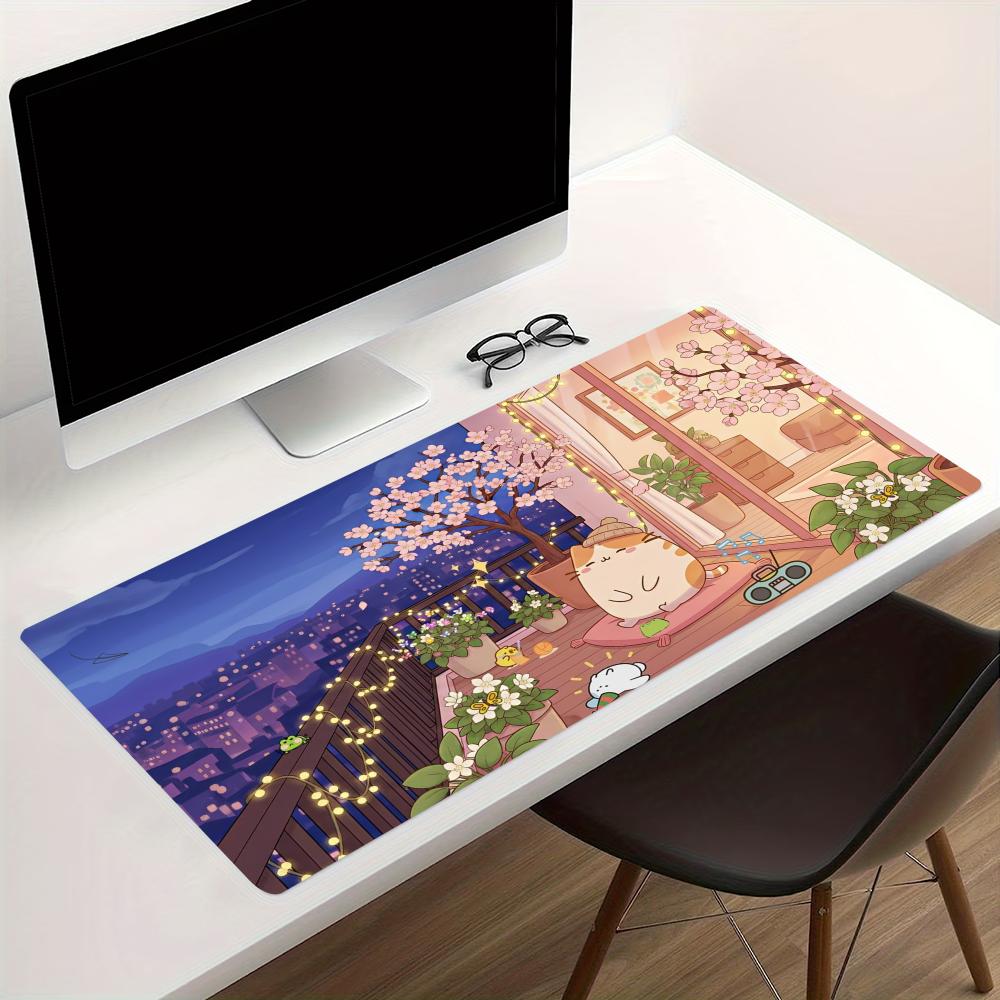 コージーアニメストリート拡張ゲーミングマウスパッド、滑り止め - Desk Setup Gaming Pc のレビューと価格