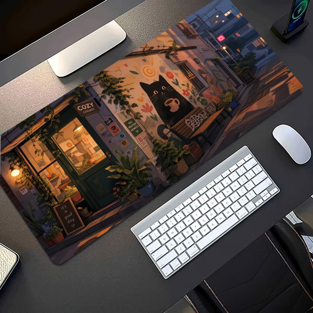 コージーアニメストリート拡張ゲーミングマウスパッド、滑り止め - Desk Setup Gaming Pc のレビューと価格