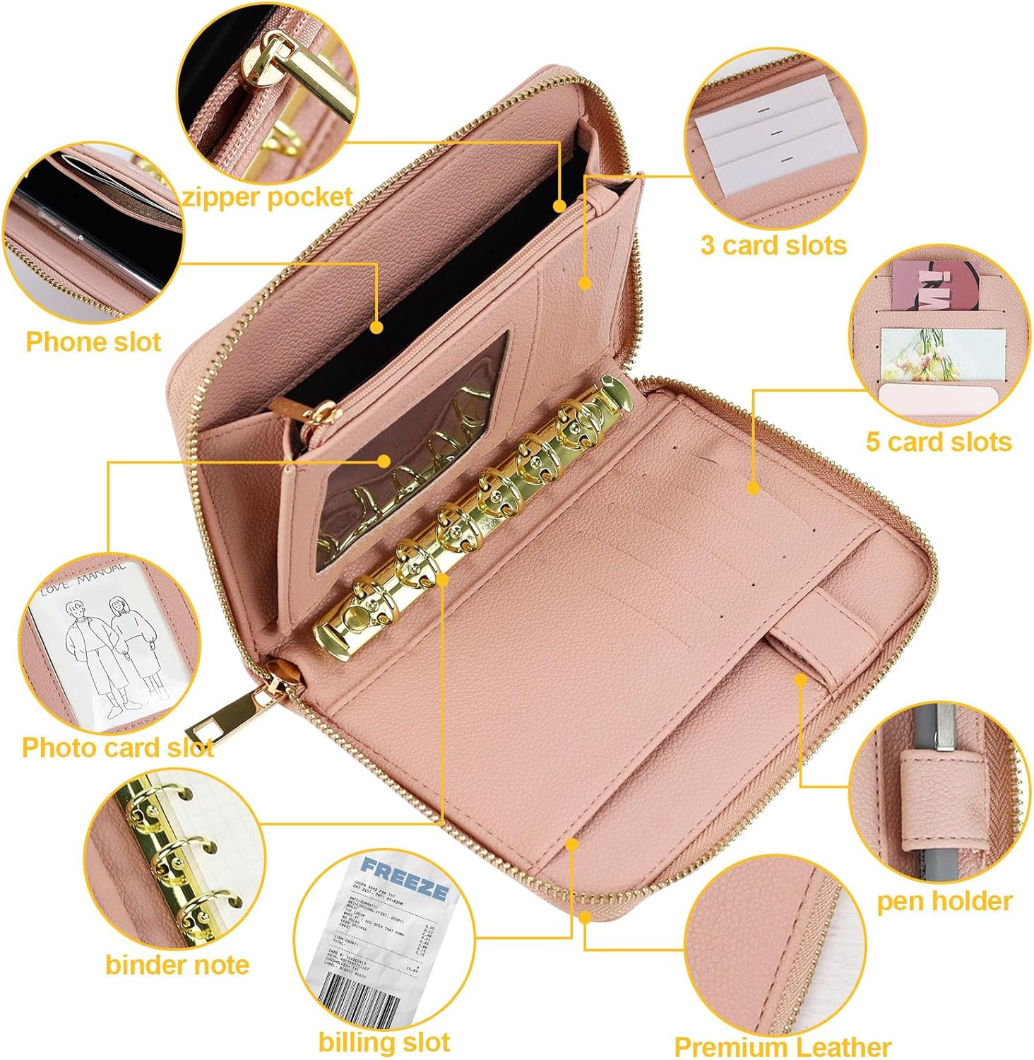 A7レザー家計簿バインダー現金封筒システム財布予算プランナー - Ring Binder Box のレビューと価格