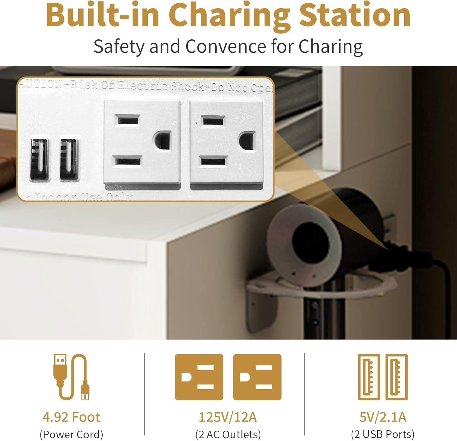 折りたたみ式パネル付き照明ミラー、隠し収納スツール充電ステー - Desk Setup Charging Station のレビューと価格