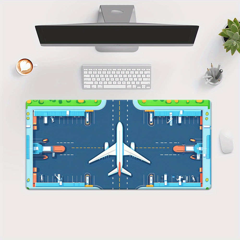 飛行機滑走路マウスパッド 大型拡張デスクマット 耐久性のある - Desk Setup Gaming Pc のレビューと価格