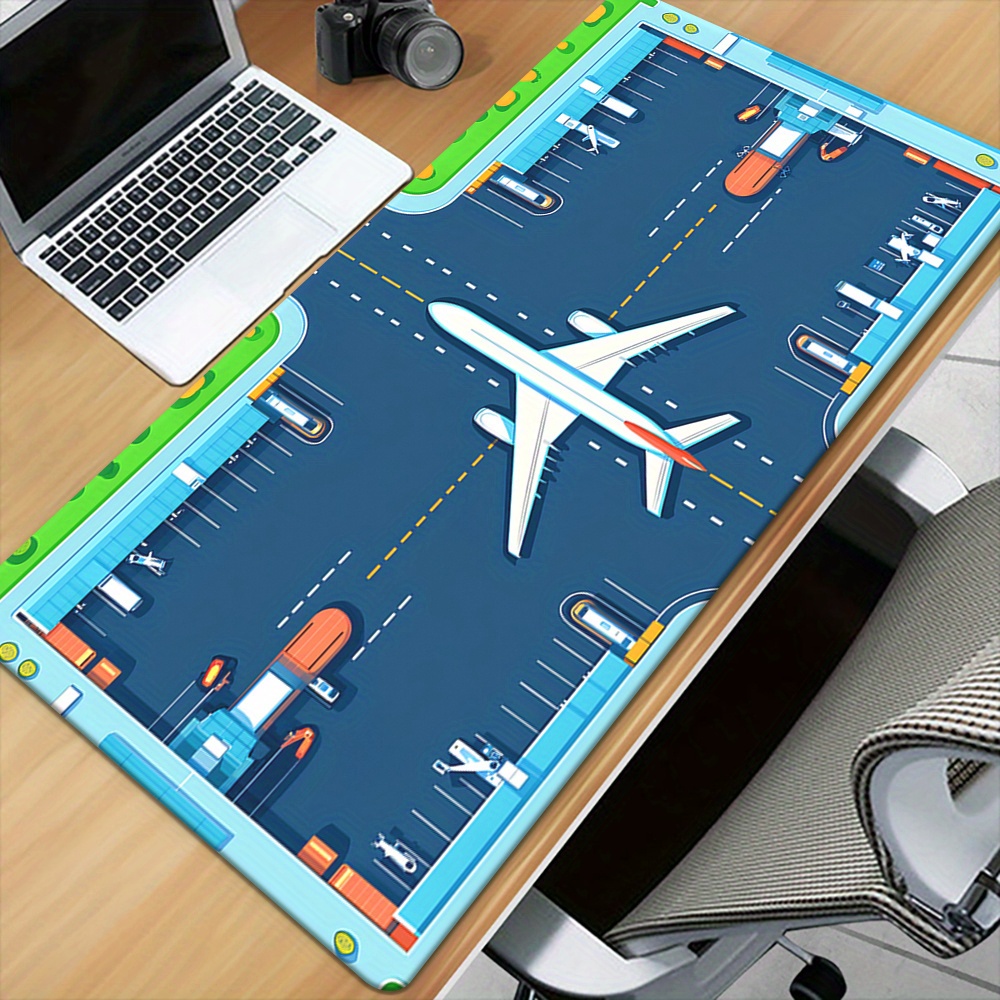 飛行機滑走路マウスパッド 大型拡張デスクマット 耐久性のある - Desk Setup Gaming Pc のレビューと価格