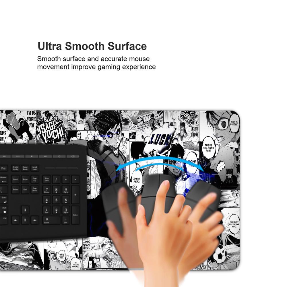 黒と白のアニメマウスパッドPC XXLゲーマーキャビネットマ - Desk Setup Black のレビューと価格