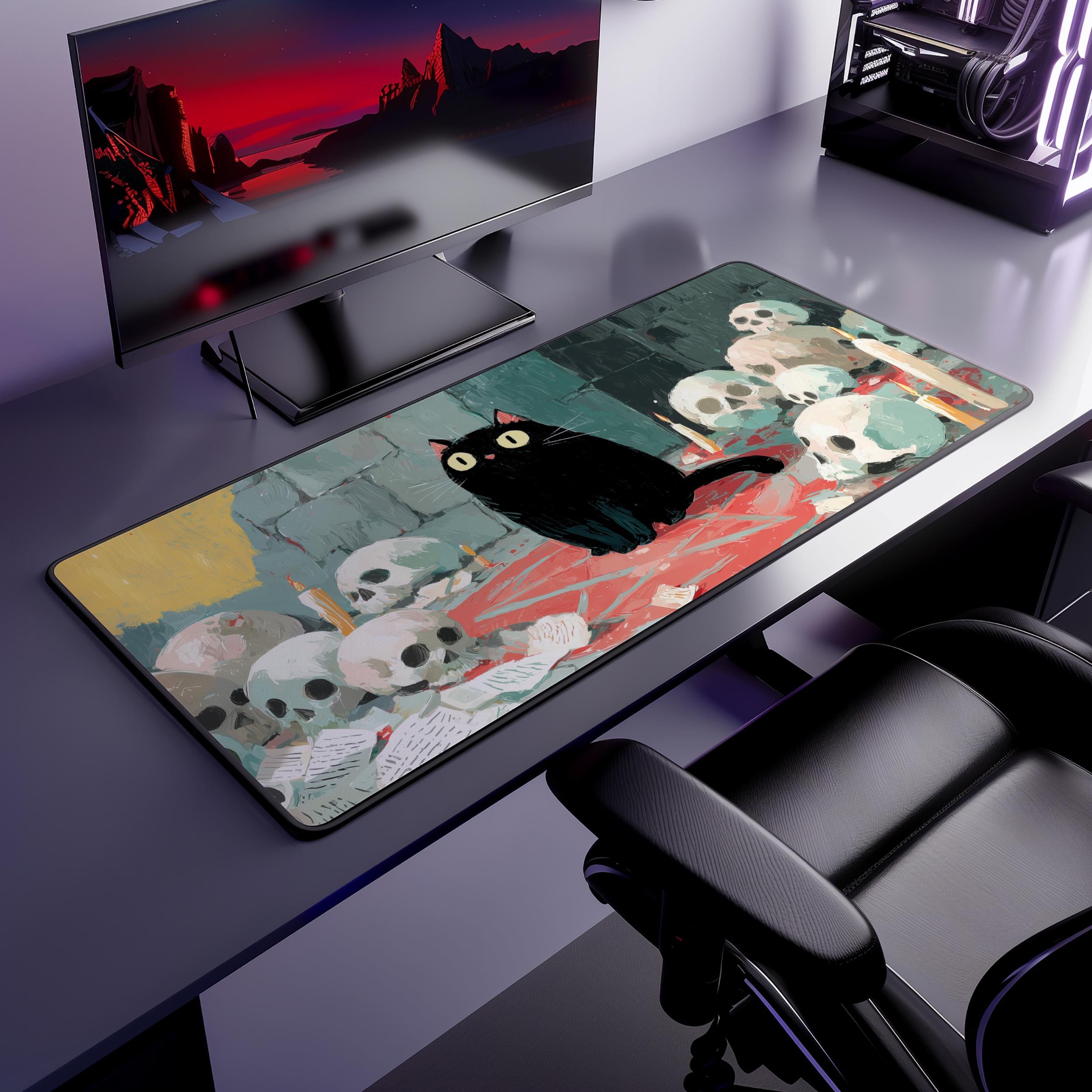 黒猫スケルトンプレイマット ウィッチスカル オプションゾーン - Desk Setup Options のレビューと価格
