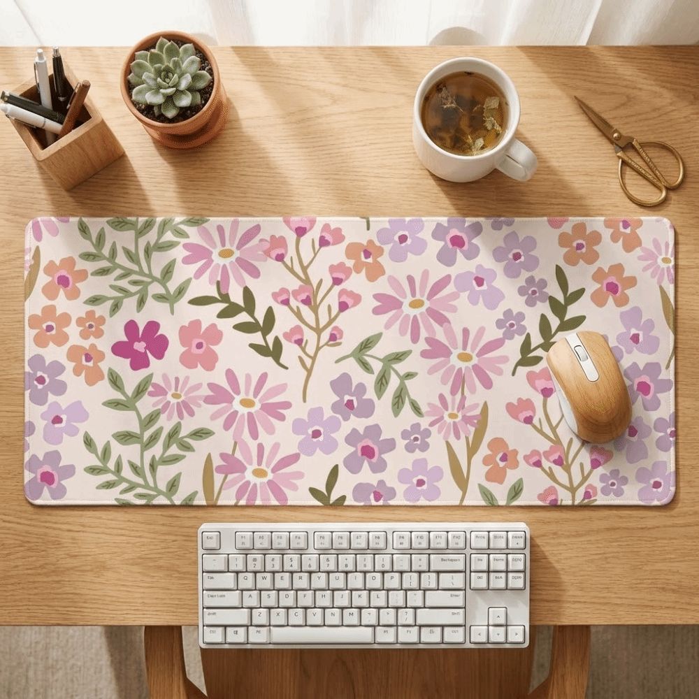 汚れに強い大型花柄デスクパッドゴムベースステッチエッジゲーミ - Rubber Mat Desk のレビューと価格