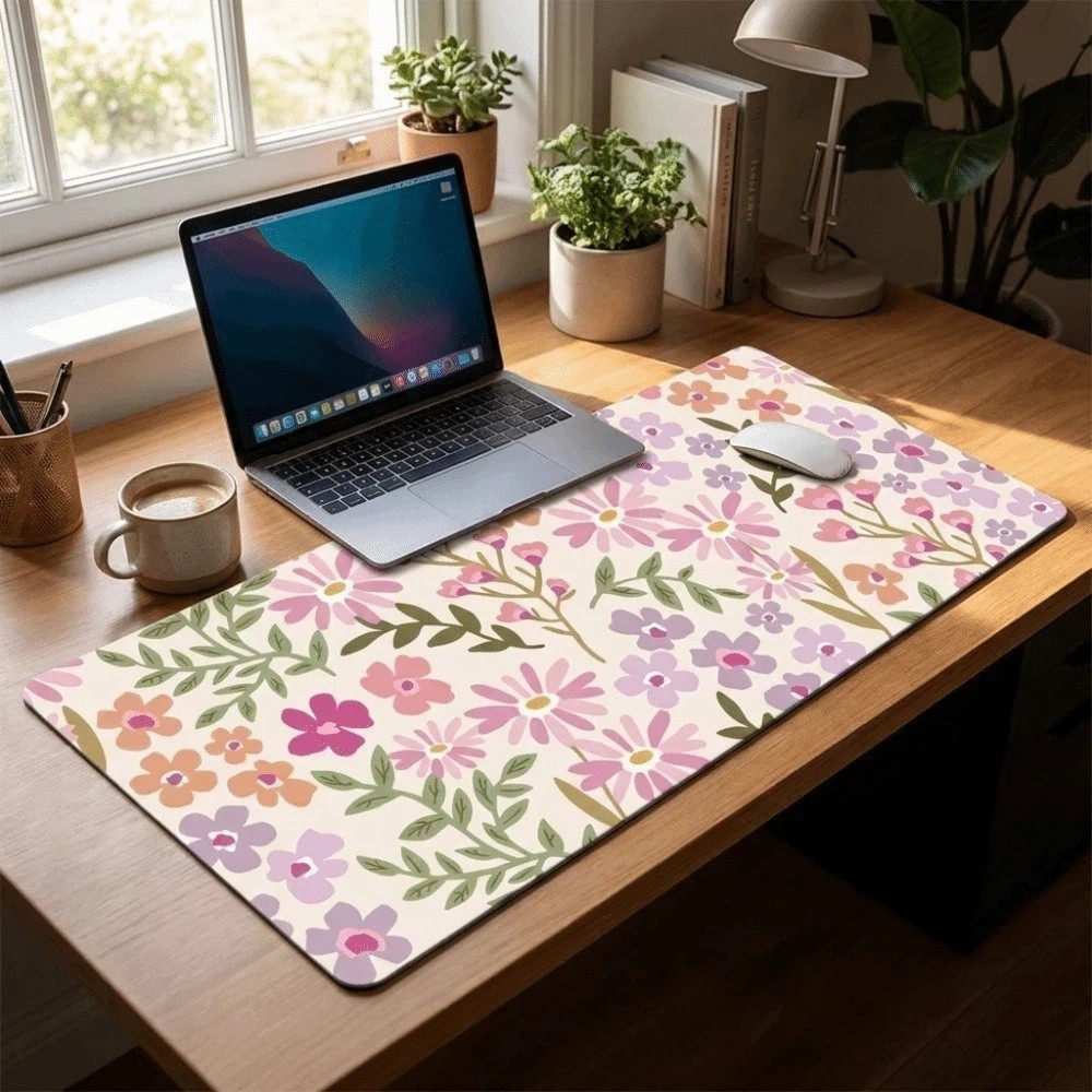 汚れに強い大型花柄デスクパッドゴムベースステッチエッジゲーミ - Rubber Mat Desk のレビューと価格