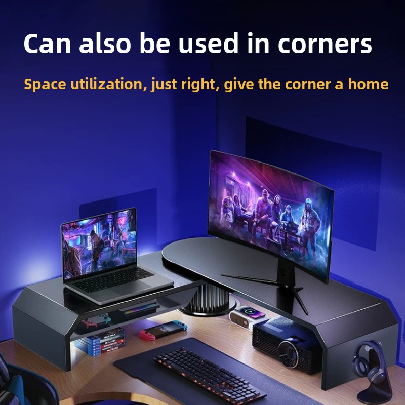 ゲーミングデュアルモニタースタンド オフィススクリーンライザ - Desk Setup Living Room のレビューと価格