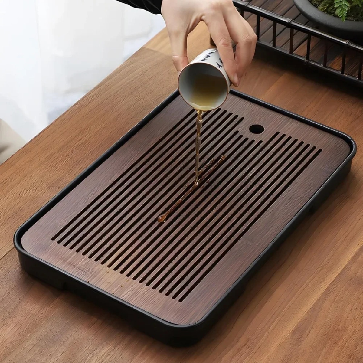 ポータブルで取り外し可能な竹製茶卓、乾湿両用、排水機能付きカ - Desk Setup Clean のレビューと価格