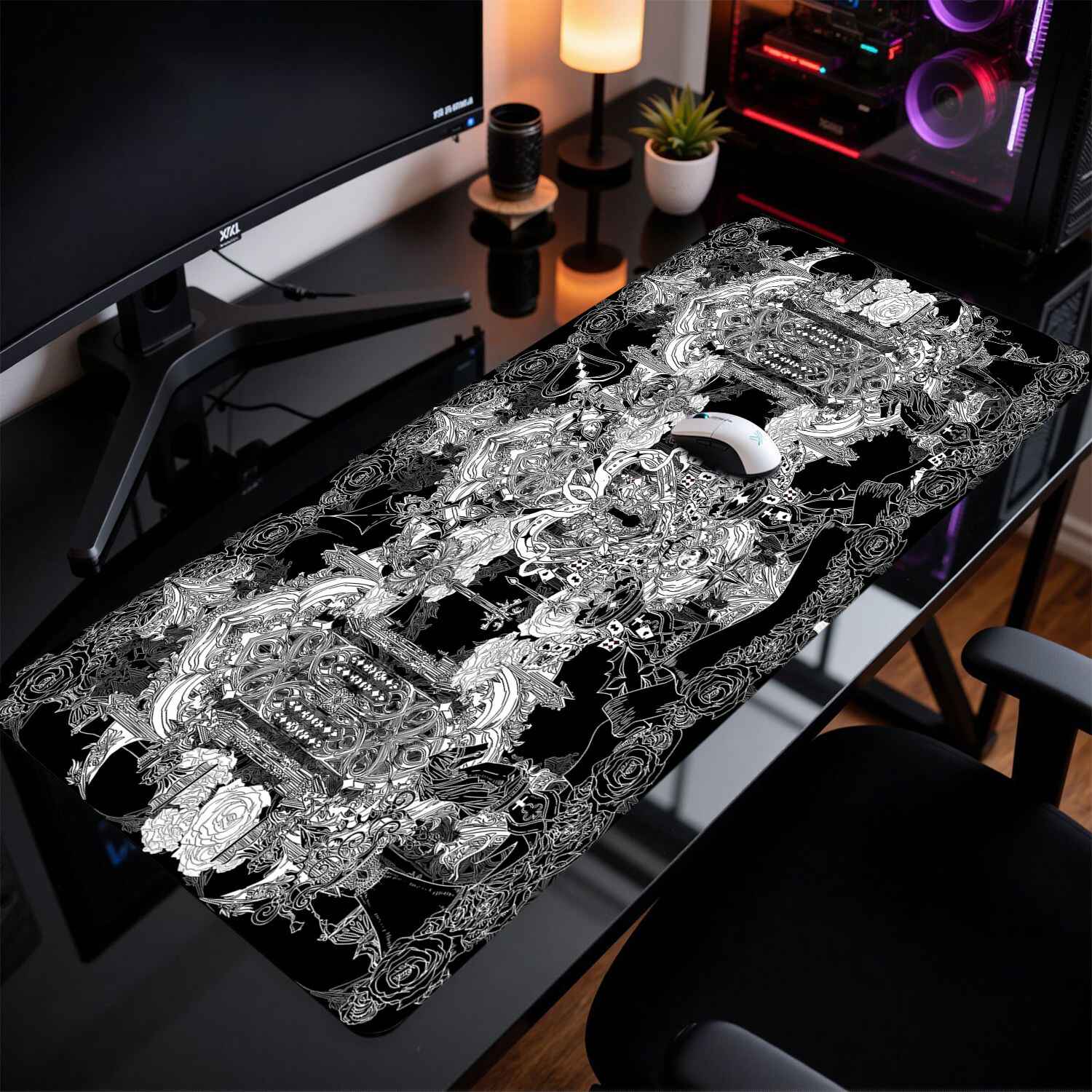 Divine Realm ゴシック建築マウスパッド特大ダーク - Rubber Mat Desk のレビューと価格