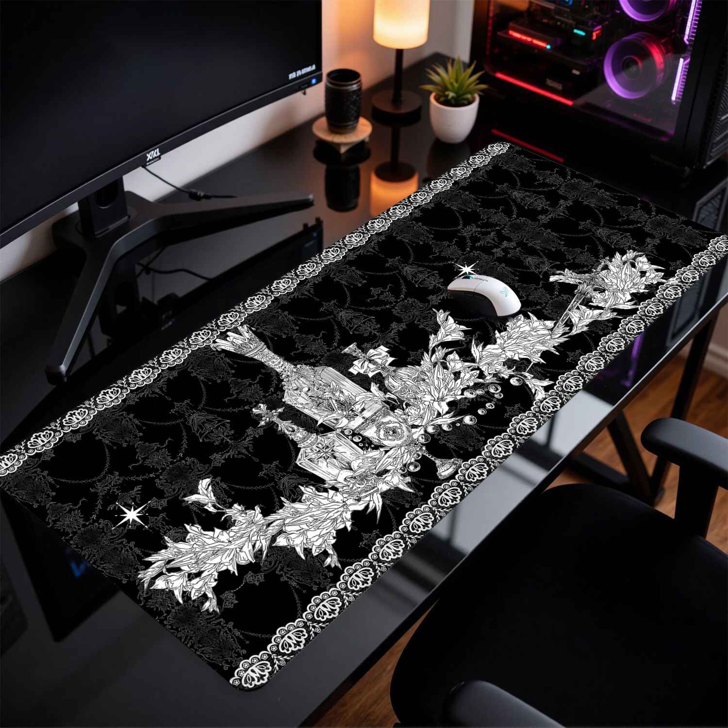 Divine Realm ゴシック建築マウスパッド特大ダーク - Rubber Mat Desk のレビューと価格