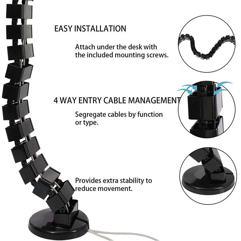 ワイヤースパインケーブルスリーブ、デスク下ケーブルトレイ、ワ - Desk Setup Clean のレビューと価格