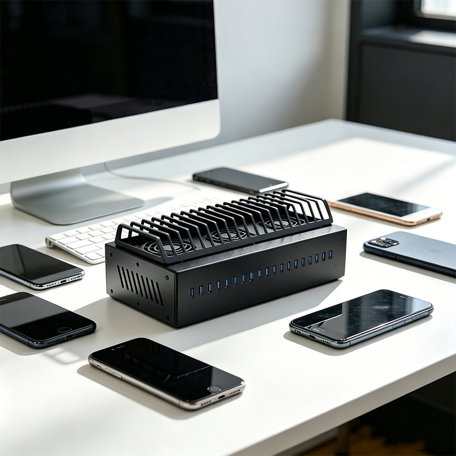 20ポートUSB 3.0ハブシャーシ+携帯電話対応ファーム統 - Desk Setup Hub のレビューと価格
