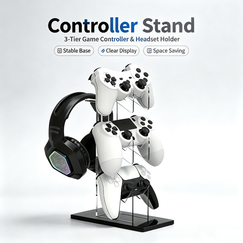 コントローラースタンド 3段ヘッドフォンハンガー ゲーム収納 - Desk Setup Headphone Stand のレビューと価格