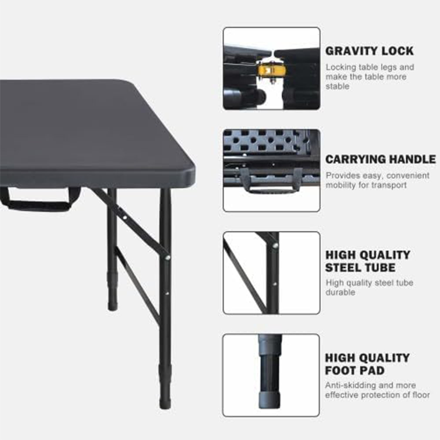 折りたたみ式テーブル 4フィート 高さ調節可能 ヘビーデュー - Desk Setup Clean のレビューと価格