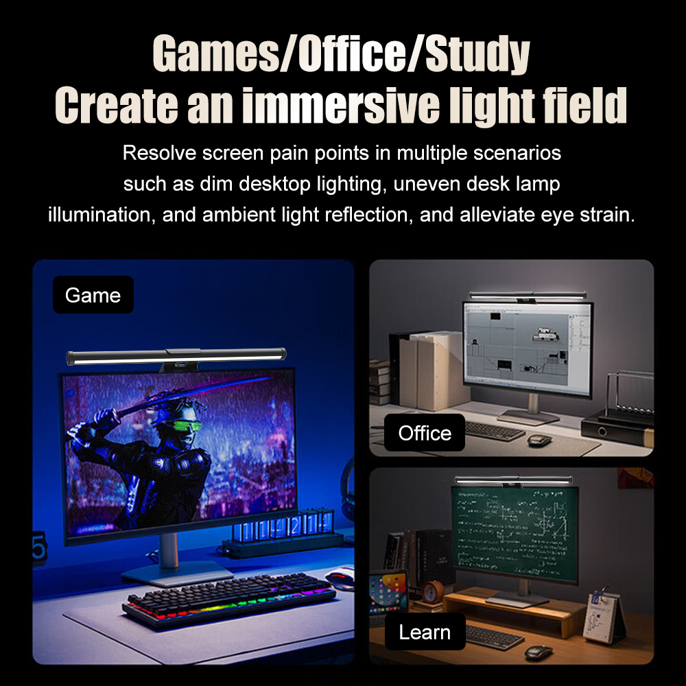 モニターライトバー LED スクリーン調光セットアップ RG - Desk Setup No Monitor のレビューと価格