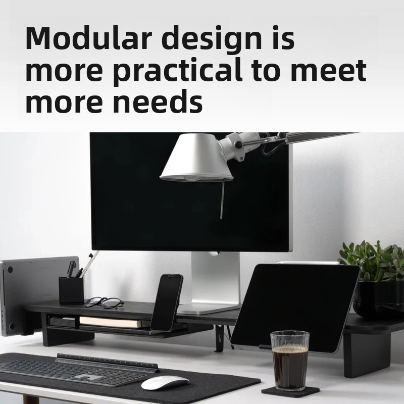 無垢材モニターライザースタンドモジュラーデスクトップストレー - Desk Setup Living Room のレビューと価格