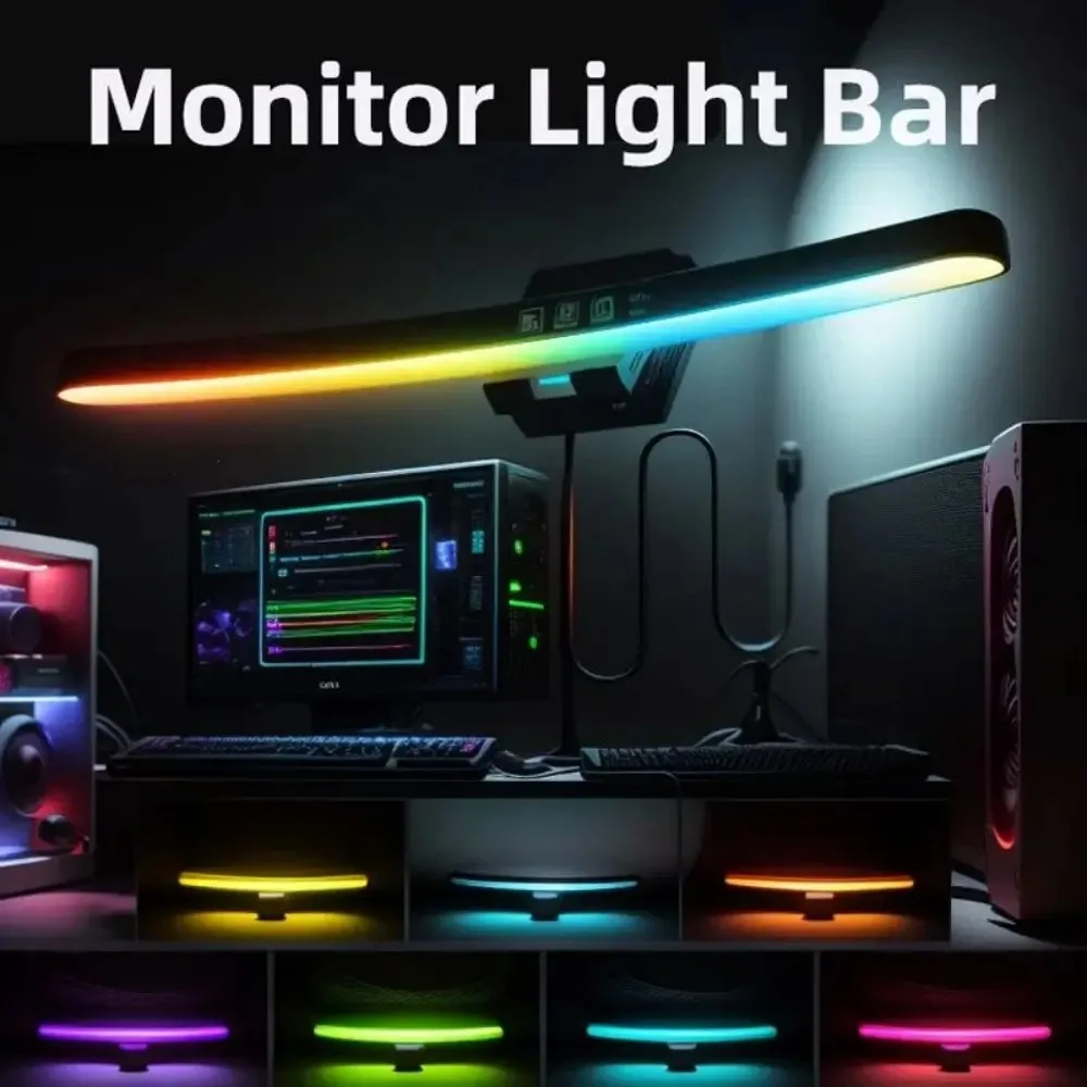 コンピューターモニターライトバーRGB音楽リズムスクリーンハ - Gaming Setup Desk のレビューと価格